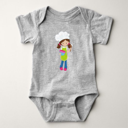 Backwaren, Bäcker, Bäckerei, Niedliches Mädchen, B Baby Strampler (Vorderseite)