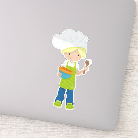 Backwaren, Bäcker, Bäckerei, Schürze, Niedlicher J Aufkleber (Detail)