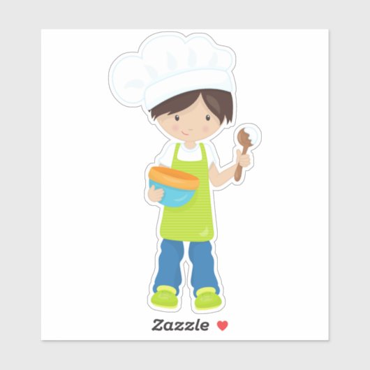 Backwaren, Bäcker, Bäckerei, Schürze, Niedlicher J Aufkleber (Blatt)