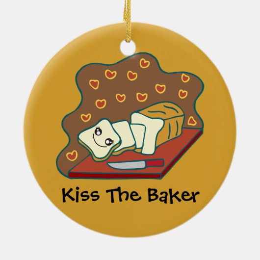 Backwaren Bäckerei Niedlich Kawaii Brot Liebe Keramik Ornament (Hinten)