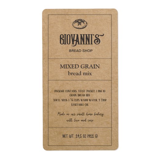 Backwaren Brot Mix Etikett Brown Kraft Papier (Vorne)
