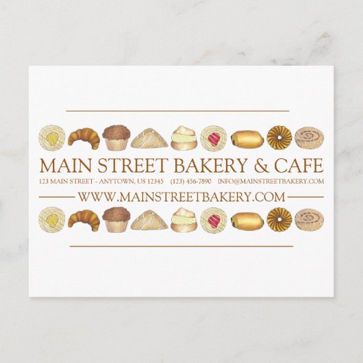 Backwaren Croissant Donut Muffin Pastrie Postkarte (Vorderseite)