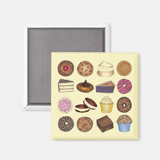 Backwaren Cupcake Creampuff Muffin Cookie Cake Magnet (Vorderseite/Rückseite)