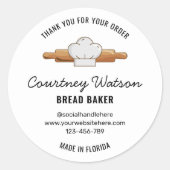 Backwaren für Rohwaren (Backwaren) Danke, Label Runder Aufkleber (Vorderseite)