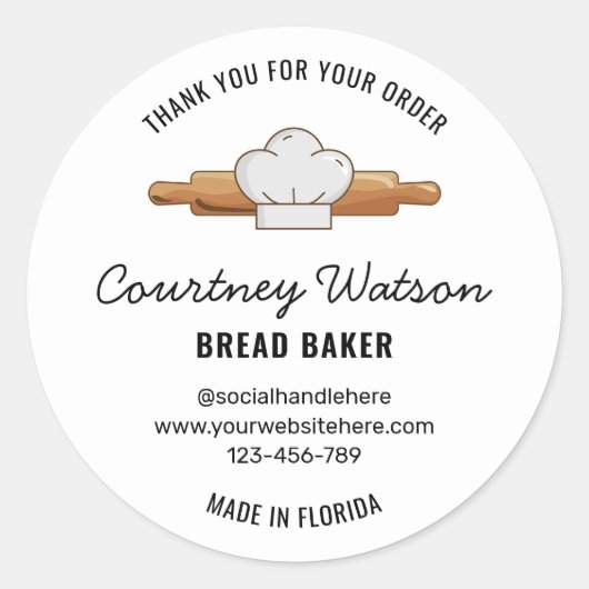 Backwaren für Rohwaren (Backwaren) Danke, Label Runder Aufkleber (Vorderseite)