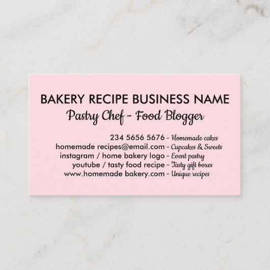 Backwaren Handwerkzeuge Backwaren Kochkuchen Dekor Visitenkarte (Rückseite)