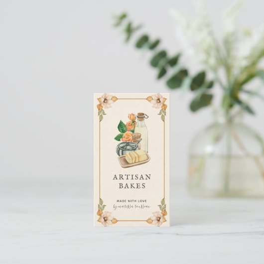 Backwaren & Kochen Zutaten Aquarellbäckerei Bu Visitenkarte (Stehend Vorderseite)