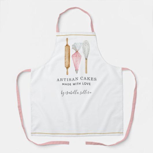 Backwaren Konditorei Koch Aquarell Backwerkzeuge Schürze (Vorderseite)