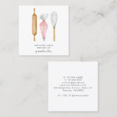 Backwaren Konditorei Koch Aquarellbäcker Quadratische Visitenkarte (Vorne/Hinten)