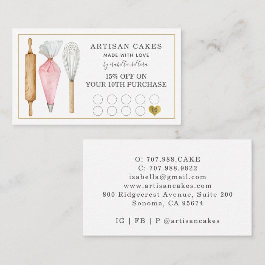 Backwaren Konditorei Koch Bakers Tools Loyalty Pun Treuekarte (Vorne/Hinten)