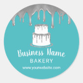 Backwaren Konditorei Koch Cake Logo Silver & Türki Runder Aufkleber (Vorderseite)