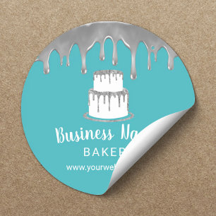 Backwaren Konditorei Koch Cake Logo Silver & Türki Runder Aufkleber