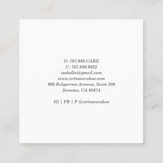 Backwaren Konditorei Koch Gebäck und Gebäck blau g Quadratische Visitenkarte (Rückseite)