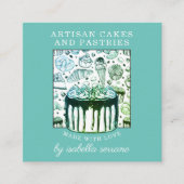 Backwaren Konditorei Koch Gebäck und Gebäck blau g Quadratische Visitenkarte (Vorderseite)