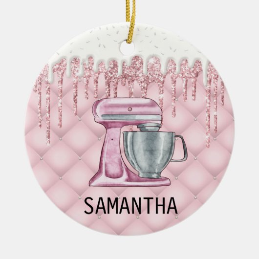 Backwaren Konditorei Zuckerguss Tropfen Monogramm Keramik Ornament (Vorne)