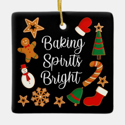 Backwaren Spirituosen Bright Lebkuchen Weihnachtsk Keramikornament (Vorderseite)