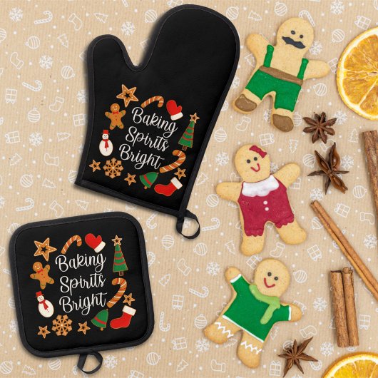 Backwaren Spirituosen Bright Lebkuchen Weihnachtsk Ofenhandschuh & Topflappen-Set