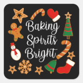Backwaren Spirituosen Bright Lebkuchen Weihnachtsk Quadratischer Aufkleber (Vorderseite)