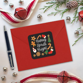 Backwaren Spirituosen Bright Lebkuchen Weihnachtsk Quadratischer Aufkleber