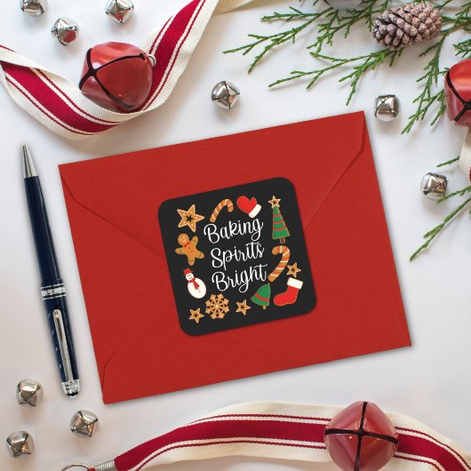 Backwaren Spirituosen Bright Lebkuchen Weihnachtsk Quadratischer Aufkleber