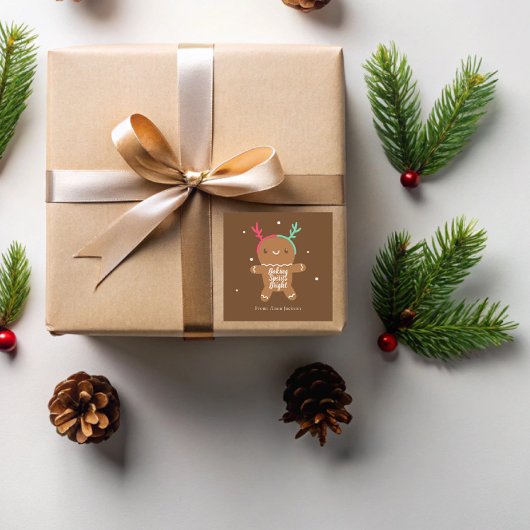 Backwaren Spirituosen Bright Rentier Lebkuchen Quadratischer Aufkleber
