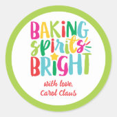 Backwaren Spirituosen Helle, farbenfrohe Weihnacht Runder Aufkleber (Vorderseite)