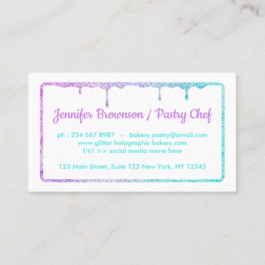 Backwaren Tropfen Rolling Button Visitenkarte (Rückseite)