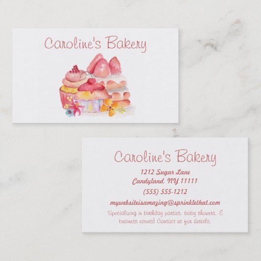 Backwaren und Backwaren Boutique, Süßwaren und Bac Visitenkarte (Vorne/Hinten)