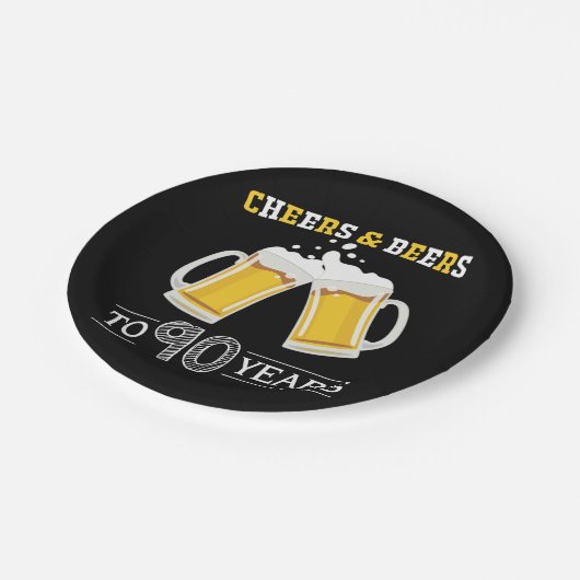 Backwaren und Biere auf 90 Jahre Papierplatte Pappteller (Schrägansicht)