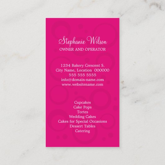 Backwaren Visitenkarte (Rückseite)