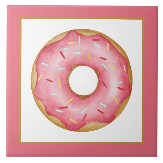 Backwarengeschäft mit rosa eisfarbenen Backwaren Fliese (Vorderseite)