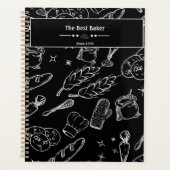 Backwerkzeug und Schwarz-weißes Küchenbäcker Planer (Vorderseite)