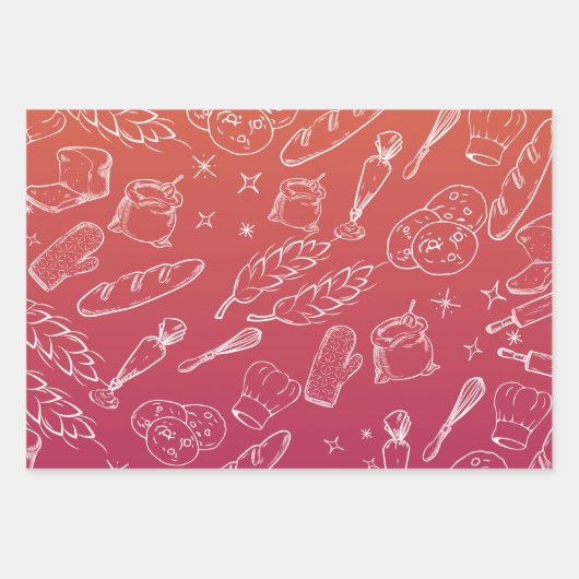 Backwerkzeuge und moderne, braune Orange Geschenkpapier Set (Vorderseite 3)