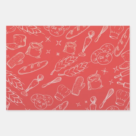 Backwerkzeuge und moderne, braune Orange Geschenkpapier Set (Vorderseite 2)