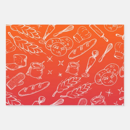 Backwerkzeuge und moderne, braune Orange Geschenkpapier Set (Vorderseite)