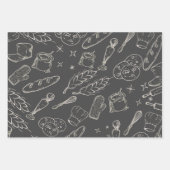 Backwerkzeuge und moderne schwarze Bäckerei Geschenkpapier Set (Vorderseite 3)