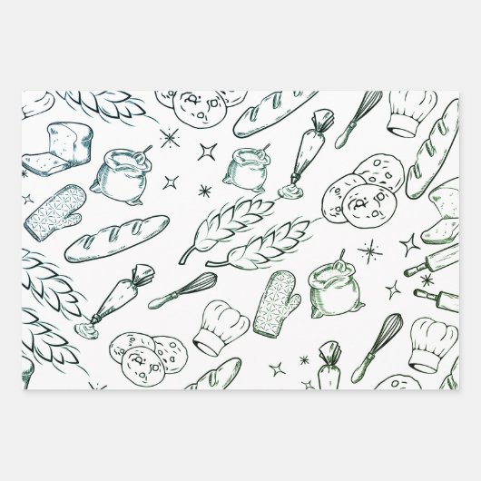 Backwerkzeuge und moderne schwarze Bäckerei Geschenkpapier Set (Vorderseite 2)