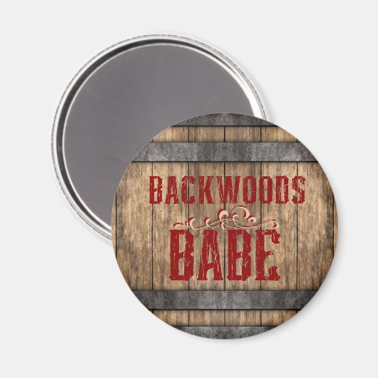 Backwoods Babe Whiskey Keg Magnet (Vorderseite/Rückseite)