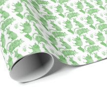 Backyard Animals Holiday Wrapping Paper (Green)