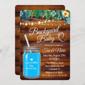 Backyard Baby Q Mason Jar Einladung (Vorne/Hinten)