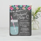 Backyard Baby Q Mason Jar Einladung (Stehend Vorderseite)