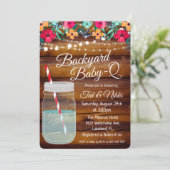 Backyard Baby Q Mason Jar Einladung (Stehend Vorderseite)