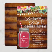 Backyard Baby Q Mason Jar Gender Offenlegung Einla Einladung (Vorne/Hinten)
