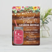 Backyard Baby Q Mason Jar Gender Offenlegung Einla Einladung (Stehend Vorderseite)