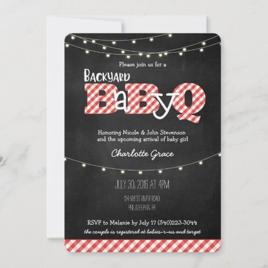 Backyard BaByQ Bash GRILLEN Baby Shower Einladung (Vorderseite)