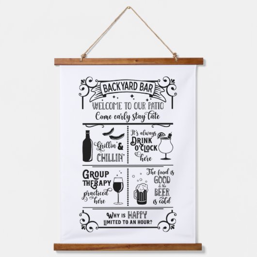 Backyard Bar Wandteppich Mit Holzrahmen (Vorderseite)