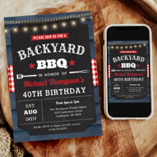 Backyard Barbecue 40. Geburtstag Einladung