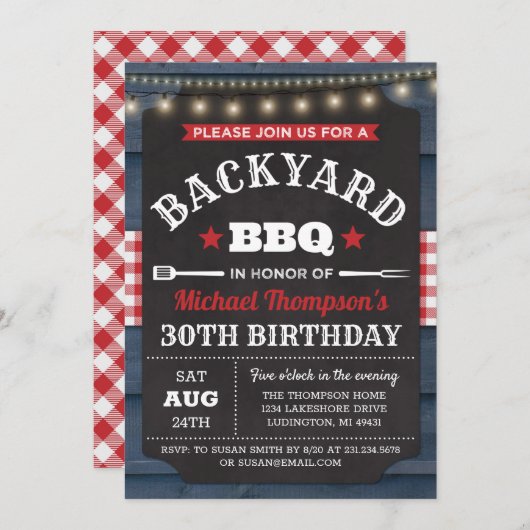 Backyard Barbecue zum Geburtstag Einladung (Vorne/Hinten)