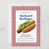 Backyard Barbeque Hot Dogs | Rot überprüft Einladung (Vorderseite)