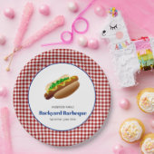 Backyard Barbeque Hot Dogs | Rot überprüft Pappteller (Party)